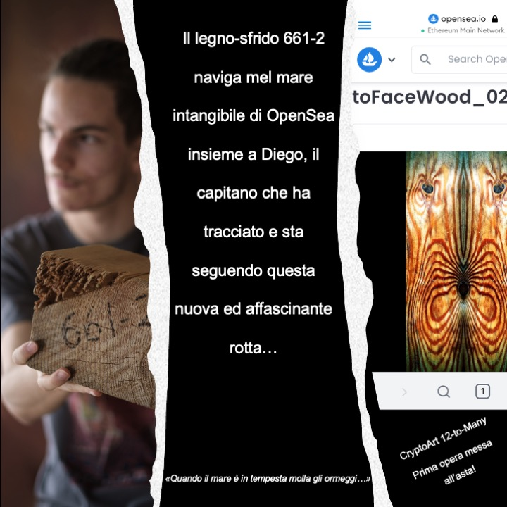 Il legno-sfrido 661-2 naviga nel mare aperto fatto di Blockchain, NFT, cryptoart, wallet ed Ethereum